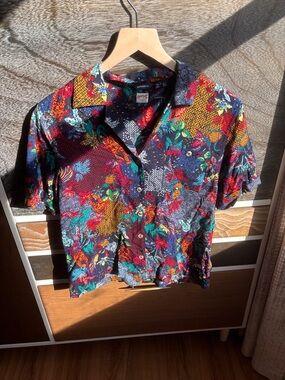 Japanese Stylish SuperDry Short-Sleeve Button-Up Shirt - Multicolor